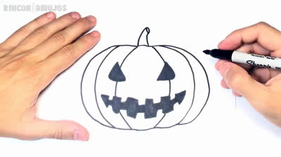 Dibujos de Halloween Para Niños: Cómo dibujar una calabaza II
