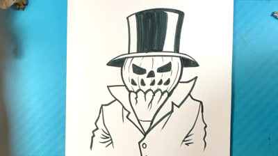 Dibujos de Halloween Para Niños: Cómo dibujar al hombre calabaza